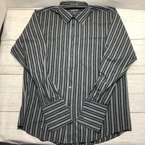 Adolfo Large Black Striped Dress Shirt